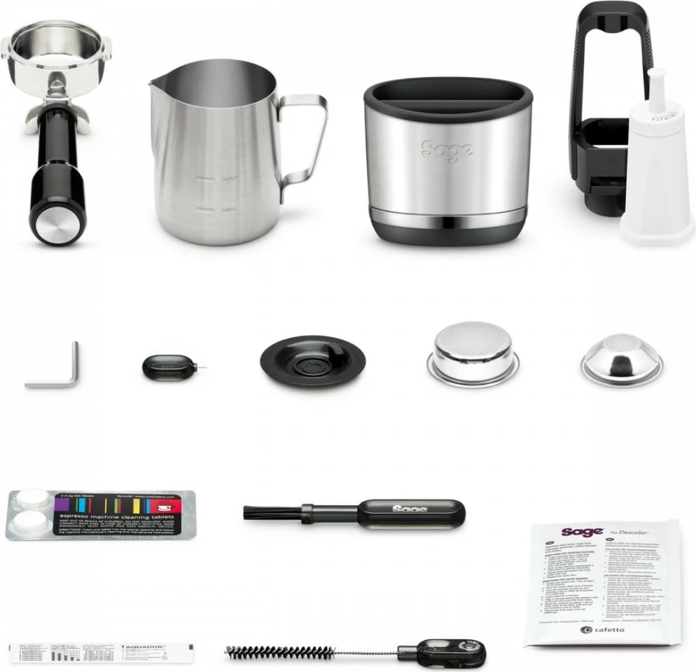 Ekspres kafeje presioni, Sage SES985BSS, mulli i integruar, portafilter 58 mm, 1600 W, 15 bar, ekran me prekje, çelik i furçuar