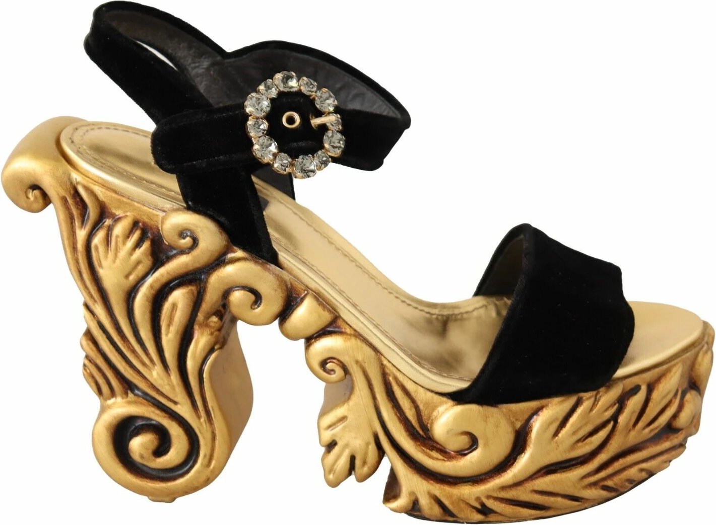 Sandale me taka për femra Dolce & Gabbana, të zeza / ari