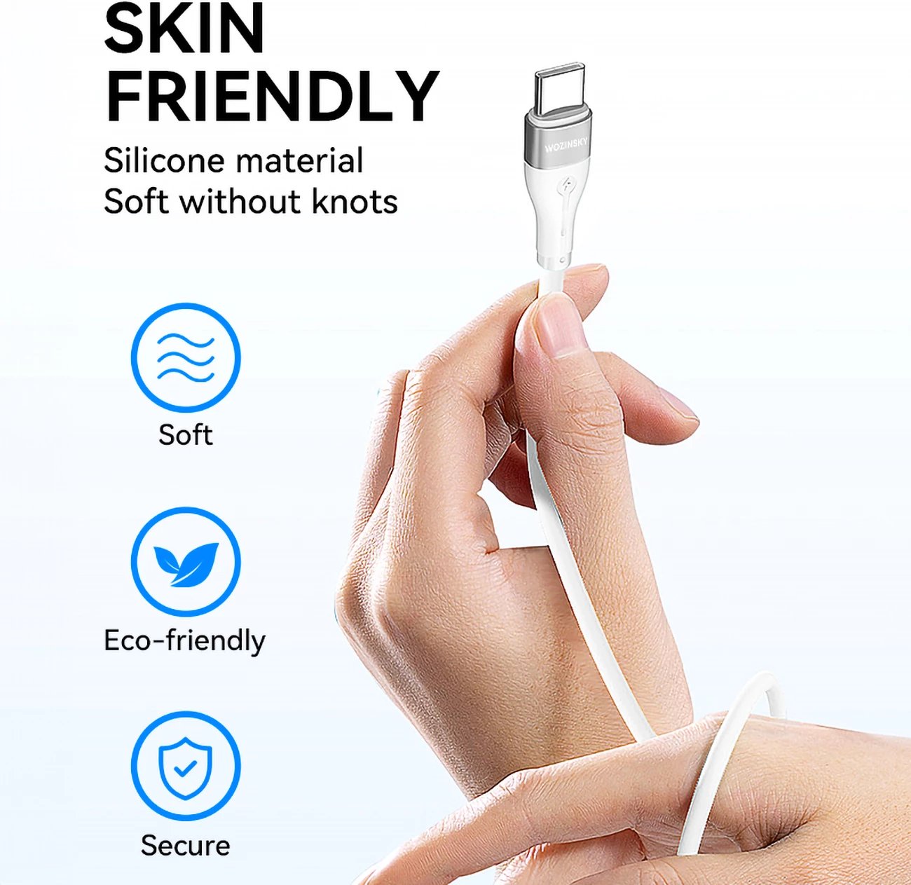 Kabllo USB-C në USB-C Wozinsky WSTCC1, 1m, 65W, Bardhë