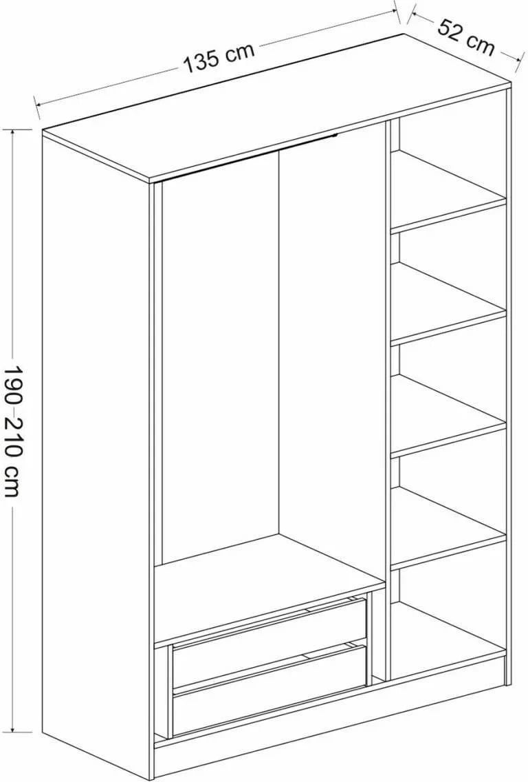 Dollap Skye Decor, ngjyrë e bardhë, 135x210x52 cm