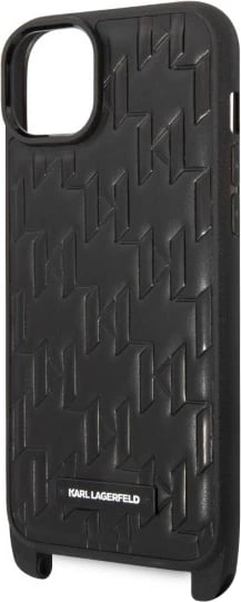Mbështjellës Karl Lagerfeld KLHCP14MSTMK për iPhone 14 Plus 6.7", Monogram Plaque Logo, me rrip, i zi