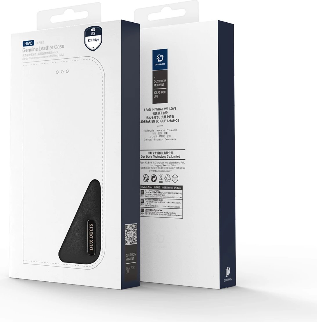 Mbështjellës Dux Ducis Hivo për Samsung Galaxy S25 Edge, me kapak, RFID, i zi