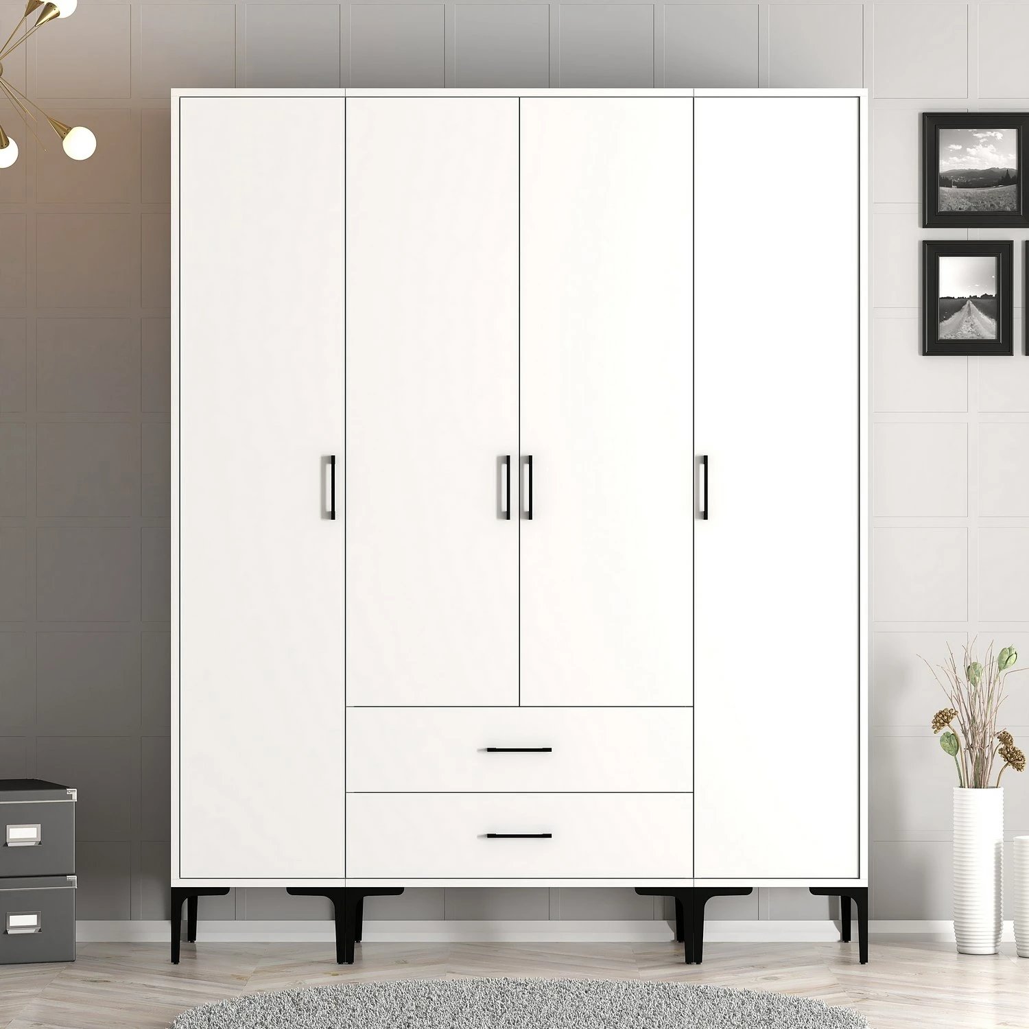 Dollap për dhomë gjumi, ngjyrë e bardhë, Skye Decor, Kumsal STS