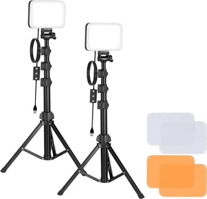 Set ndriçimi studio Neewer BP66, 2 llampa LED, tripoda, filtra portokalli dhe të bardhë Set ndriçimi studio Neewer BP66, 2 llampa LED, tripoda, filtra portokalli dhe të bardhë