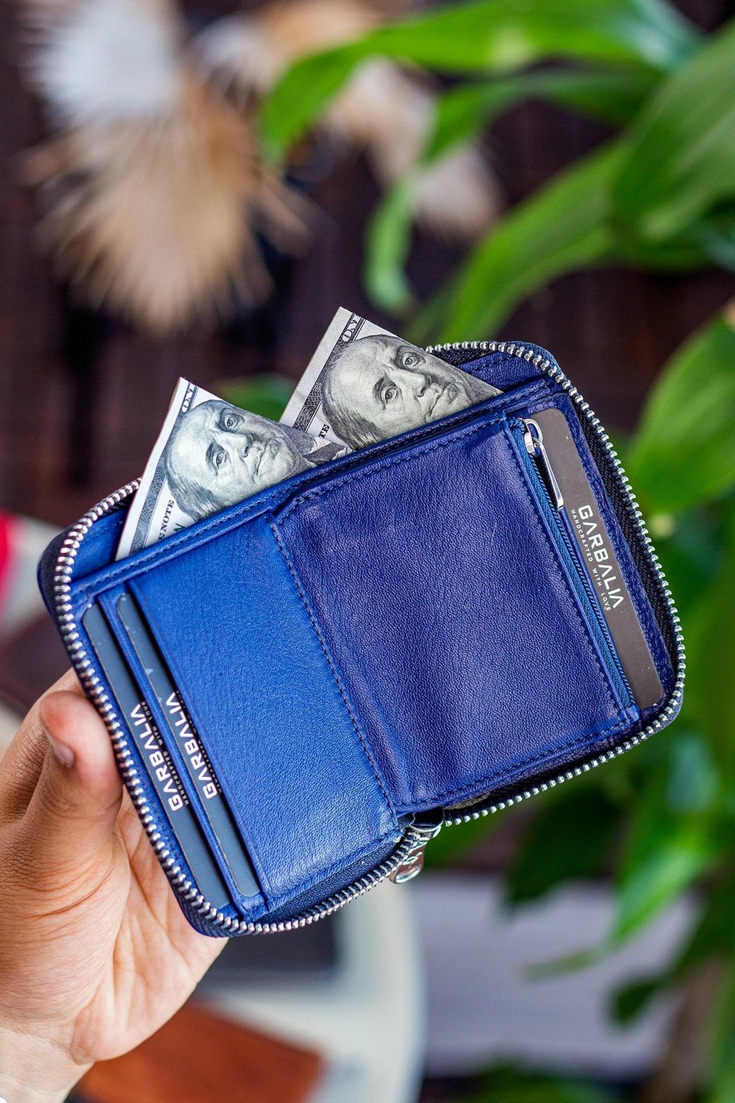 Portofol unisex, lëkurë origjinale, ngjyrë blu e errët, Zoozie Bags Sydney