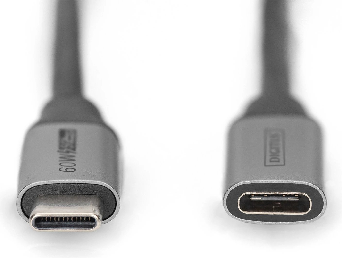 Kabllo USB-C Digitus 1m, zgjatues, 60W, e zezë