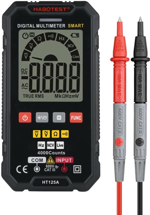 Multimetër digjital Habotest HT125A, 4000 matje, me NCV, Live Test, i zi