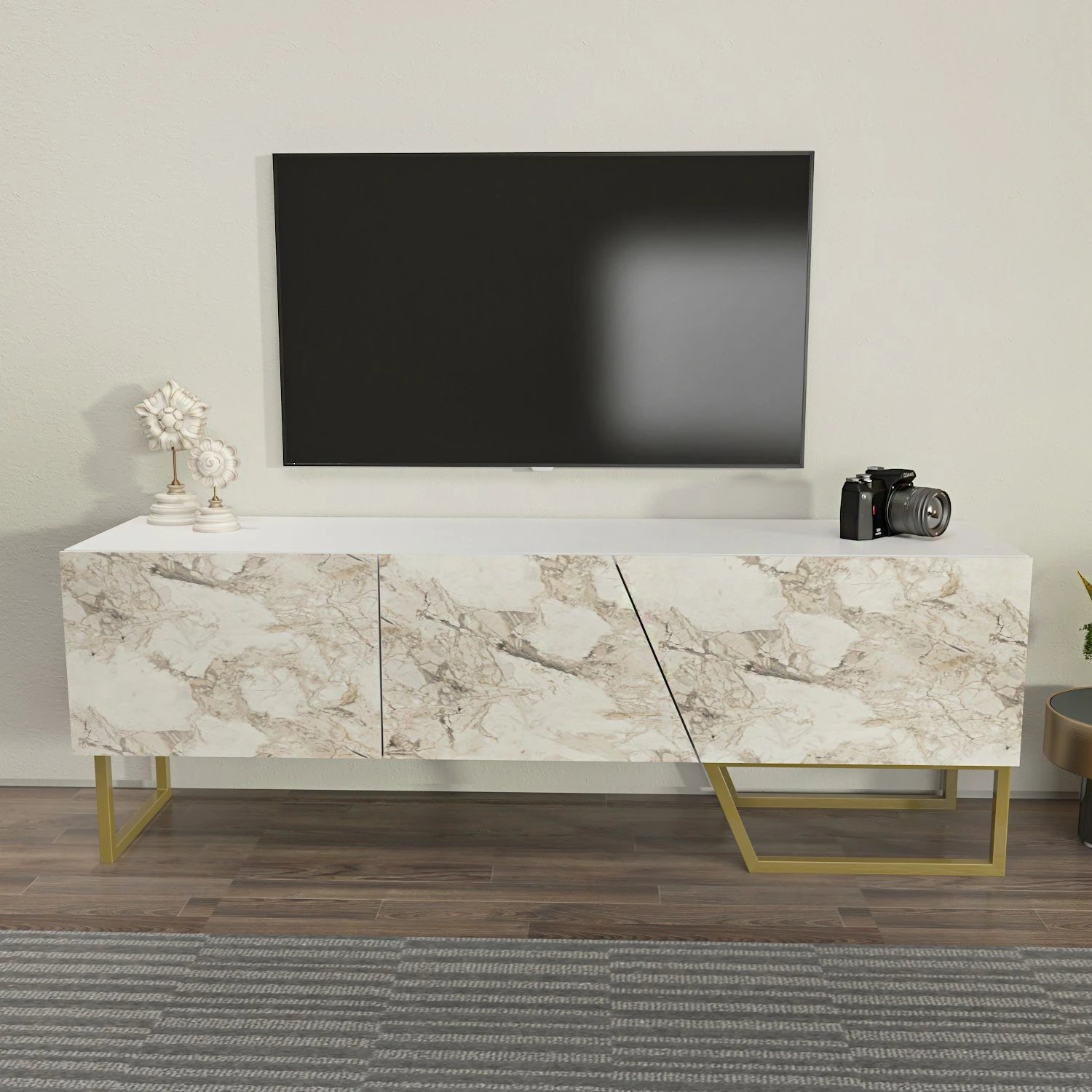 Komodë për TV Skye Decor, Parla, e bardhë