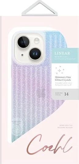 Mbështjellës UNIQ Coehl Linear për iPhone 14, rozë dhe kaltër