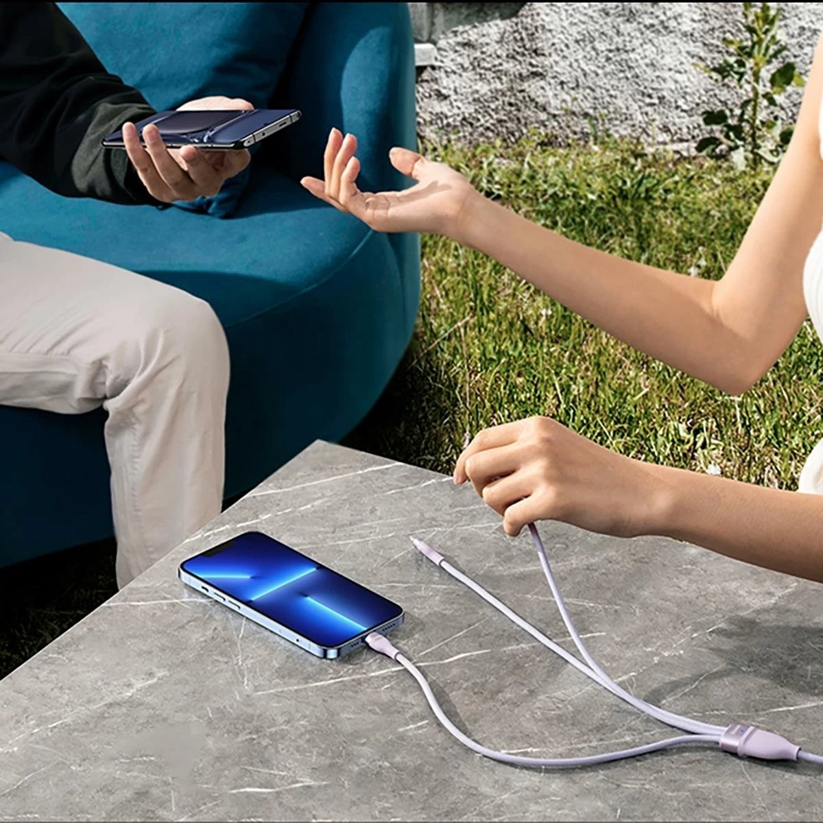 Kabllo 3-në-1 Baseus Flash Series II, 1.5m, 100W, USB-A/USB-C/Lightning/Micro USB, Blu Kabllo 3-në-1 Baseus Flash Series II, 1.5m, 100W, USB-A/USB-C/Lightning/Micro USB, Blu