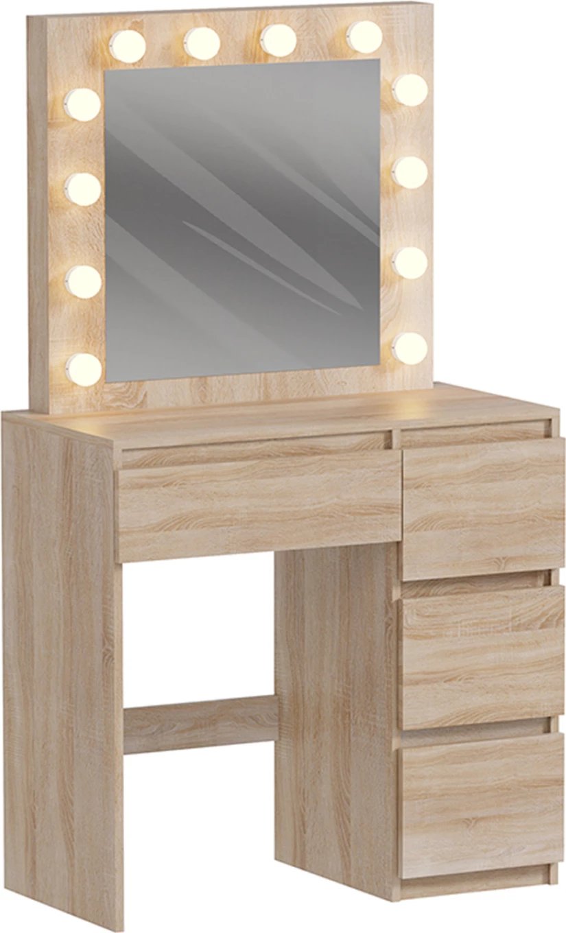 Tavolinë grimi me drita LED dhe sirtarë KEITLIN FH2499.01 melaminë në sonama 80x40x140Hcm