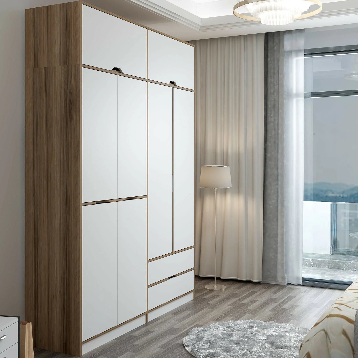 Dollap Hanah Home Elina, bardhë-dore, 185x253x52cm