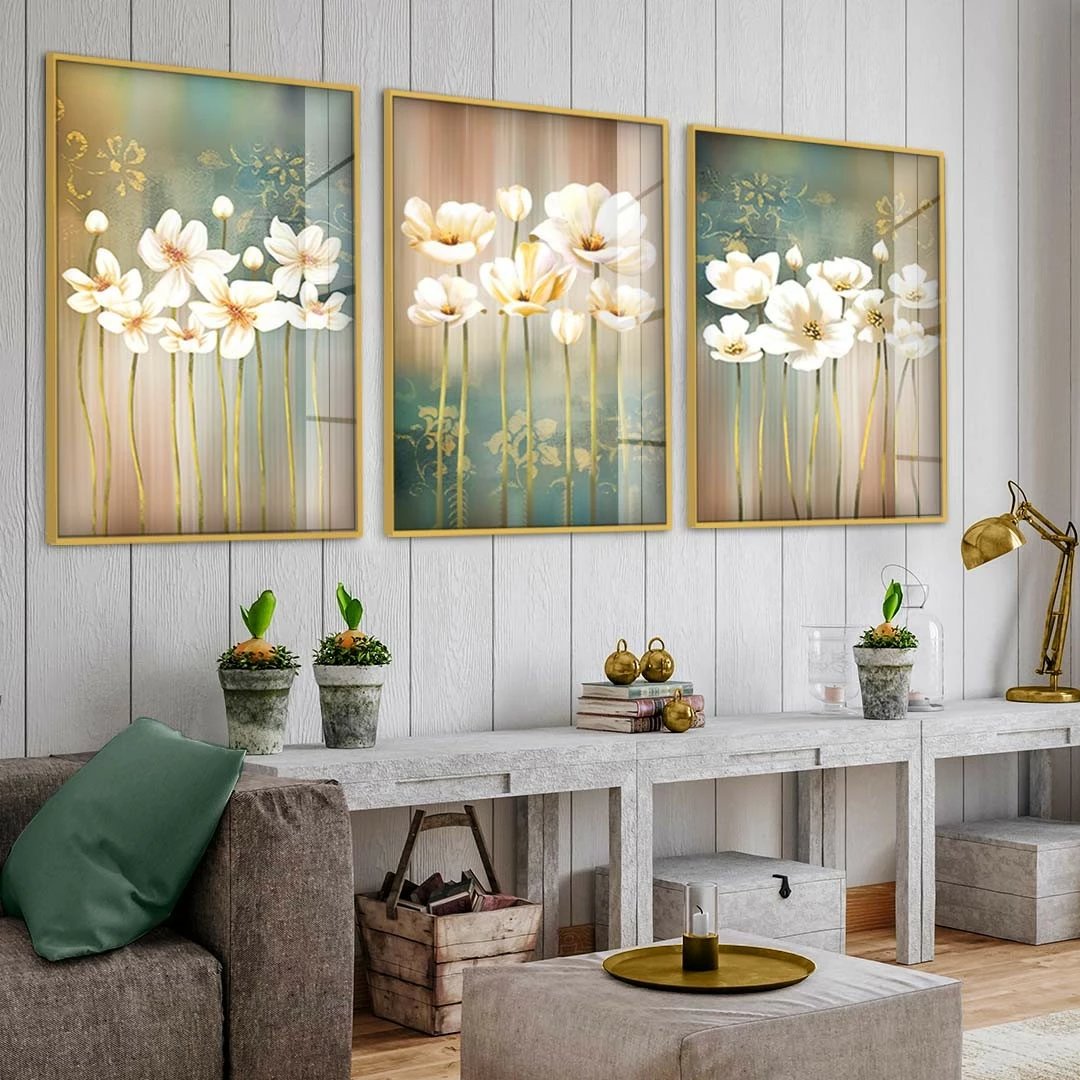 Pikturë dekorative prej xhami të temperuar, Wallity, Huhu388, shumëngjyrëshe, 30x40cm (3 copë)