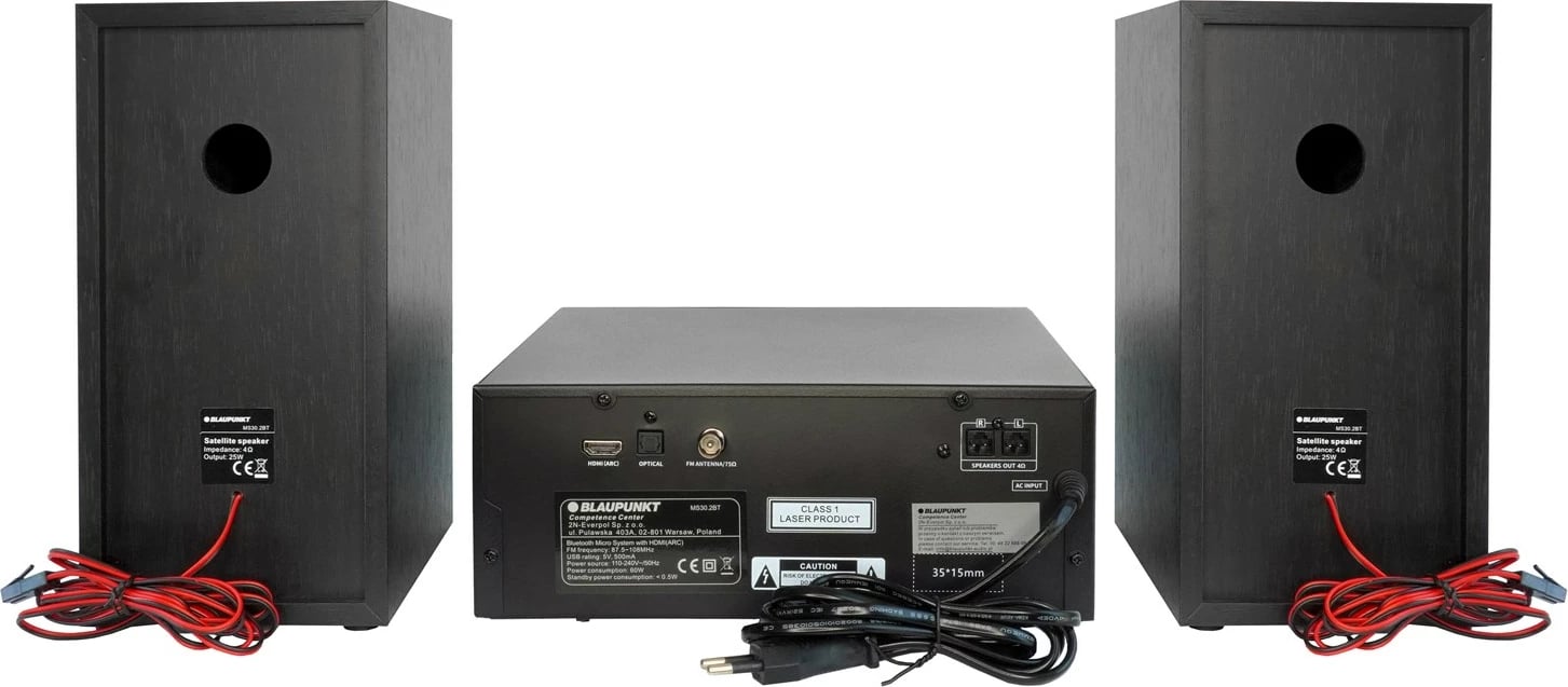 Mini-tower Blaupunkt MS30.2BT me Bluetooth, i zi