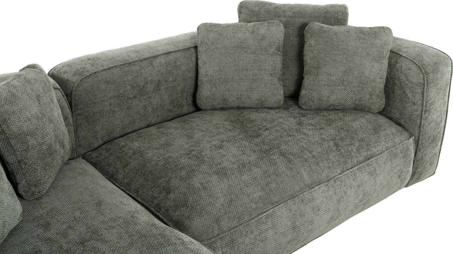 Divan qoshe majtas 3-vendësh GRACE FH3280.05L, pëlhurë jeshile, 252x105-160x70-90H cm