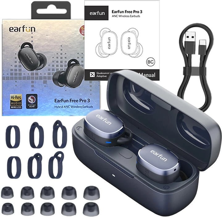 Kufje TWS EarFun Free Pro 3, ANC, blu