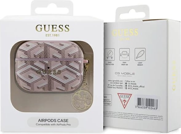 Mbështjellës Guess GCube Charm për AirPods Pro, rozë
