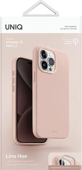Mbështjellës UNIQ Lino Hue Magclick për iPhone 15 Pro Max, rozë
