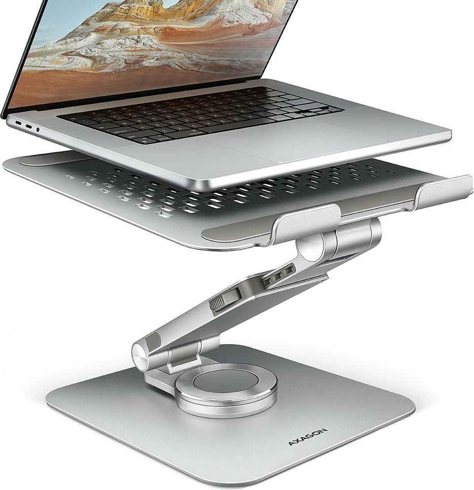 Mbajtës laptopi AXAGON STND-LR, alumini, rrotullues 360°, i rregullueshëm, Silver