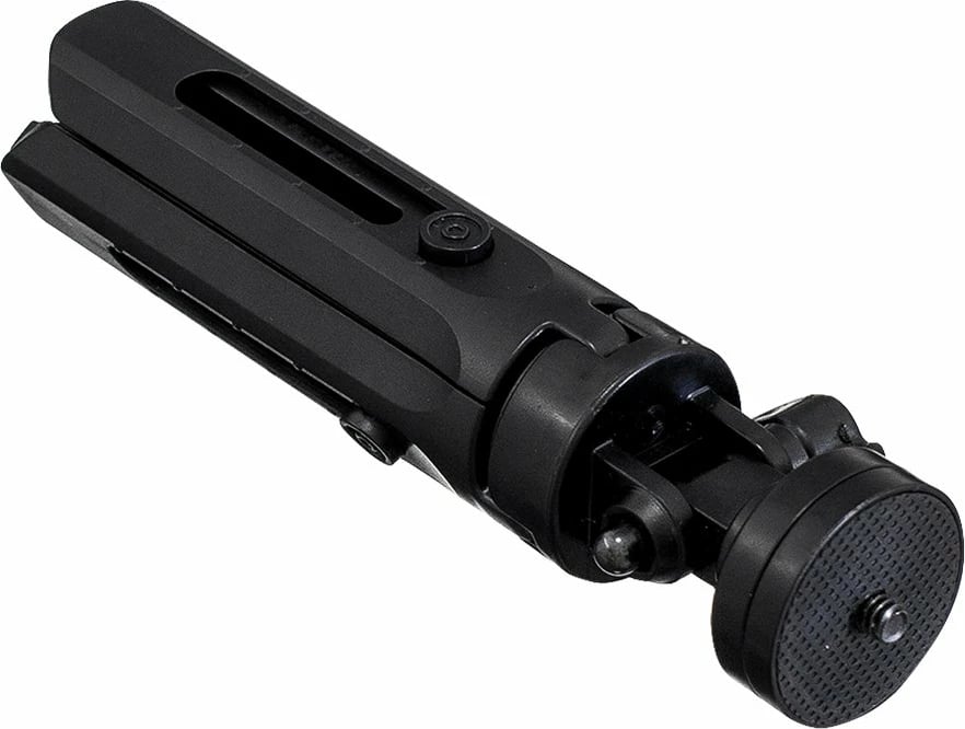 Mini tripod/selfie stick Hurtel 16-21 cm, për celular/GoPro, kllapë 55-90 mm, rrotullim 360°, i zi