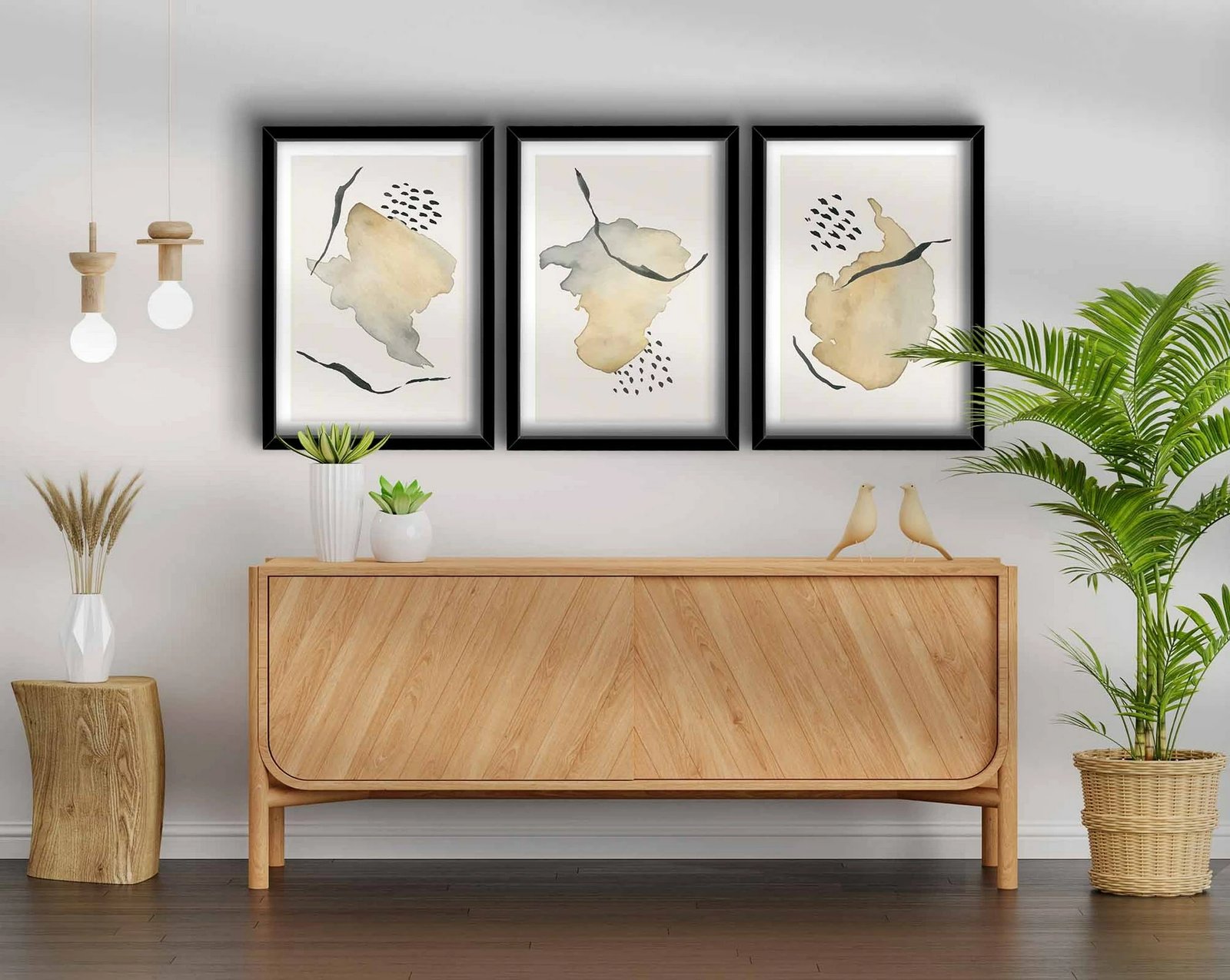 Pikturë dekorative me kornizë MDF (3 copë), Wallity, 3P3853NISCT-014