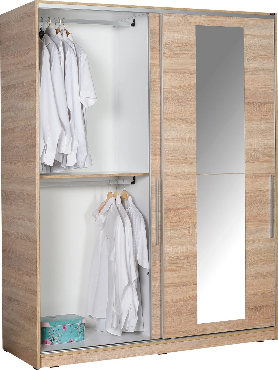 Dollap Hanah Home, SWD-716-SS-3, ngjyrë sonomo, me derë pasqyre, 160x207x60cm