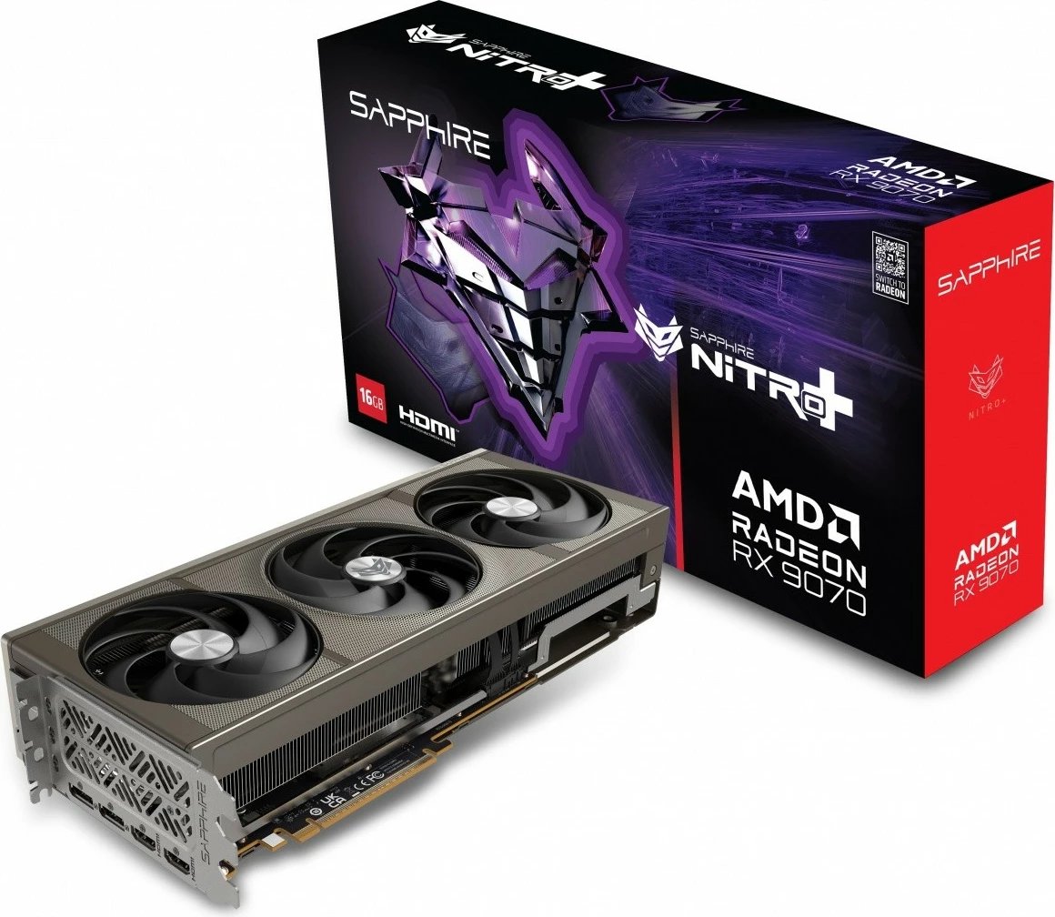 Kartelë grafike Sapphire Radeon RX 9070 NITRO+, 16GB GDDR6, 256-bit, 3 ventilatorë