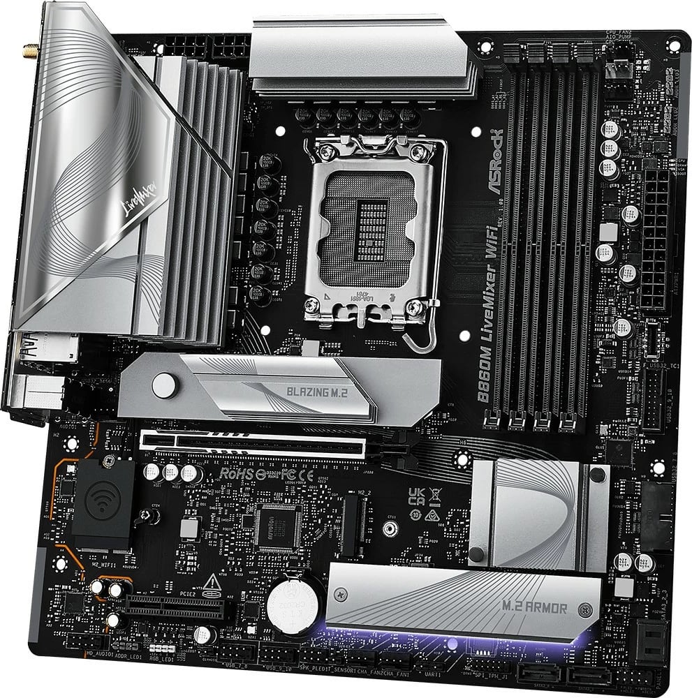 Pllakë amë ASRock B860M LIVEMIXER WIFI, micro ATX, DDR5, WiFi 6E, Thunderbolt 4