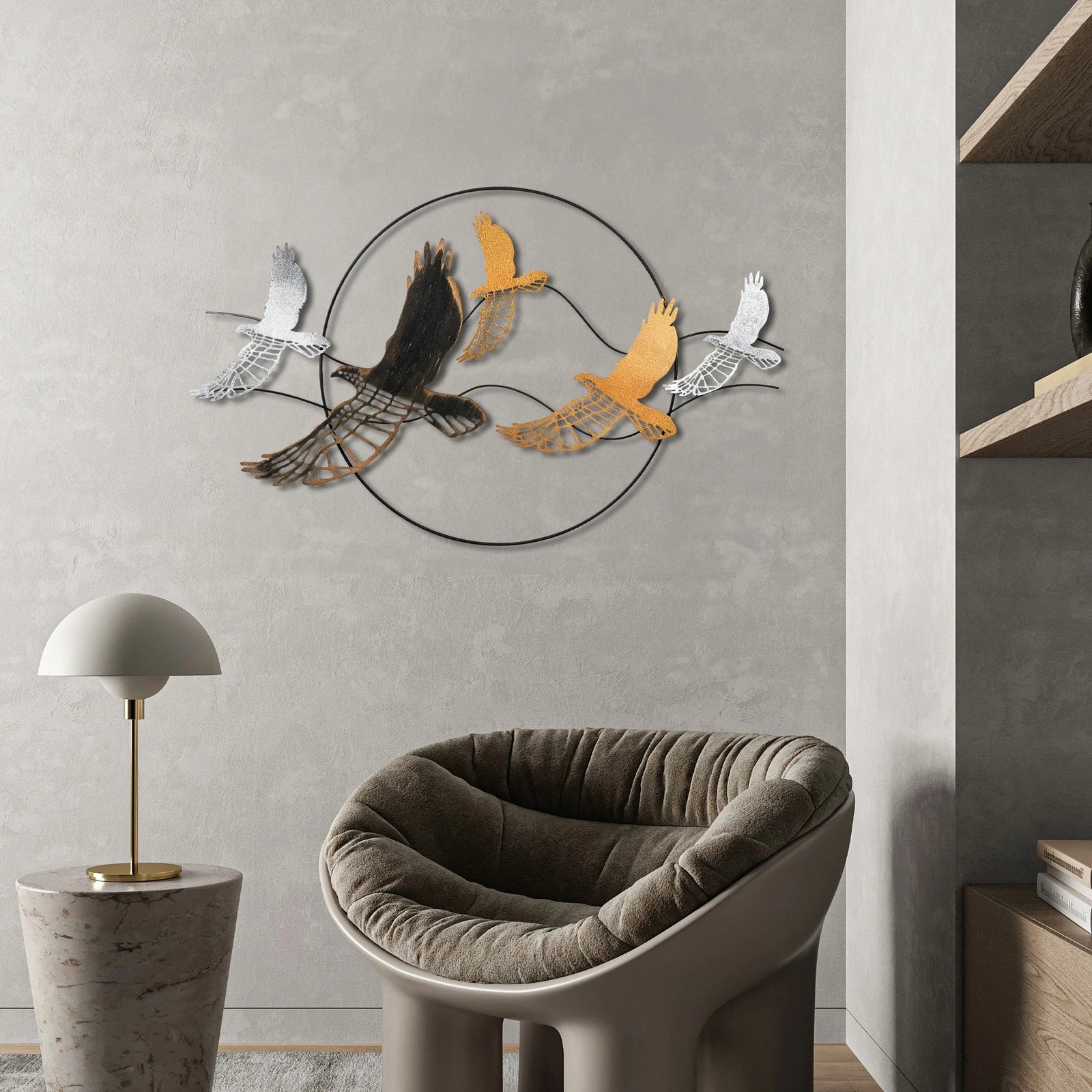 Aksesor dekorativ metalik për mur, Wallity, Bys-185-B, shumëngjyrësh, 91x55x4cm