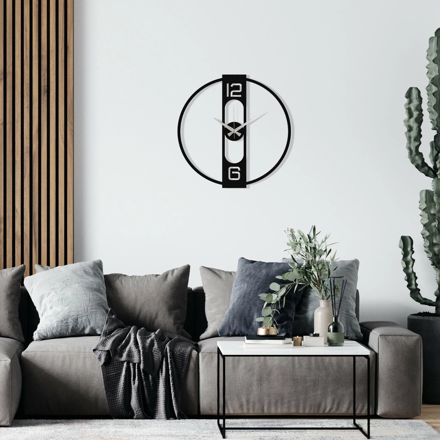 Orë muri dekorative metalike Wallity, Enzo, e zezë, 48x48cm