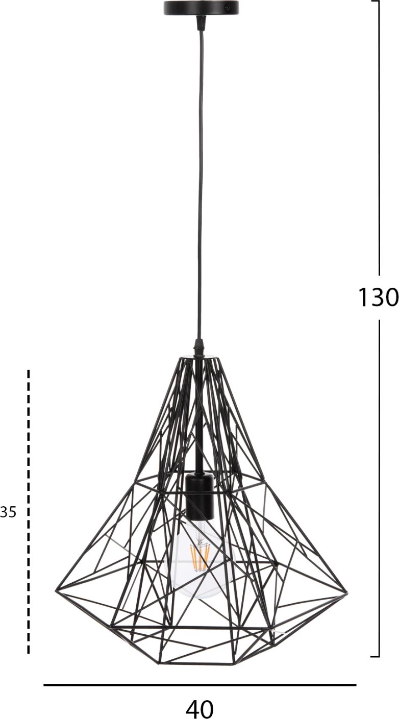 Llambë varëse tavani, kapak metali i zi, FH4068, 40x35x130H cm Llambë varëse tavani, kapak metali i zi, FH4068, 40x35x130H cm