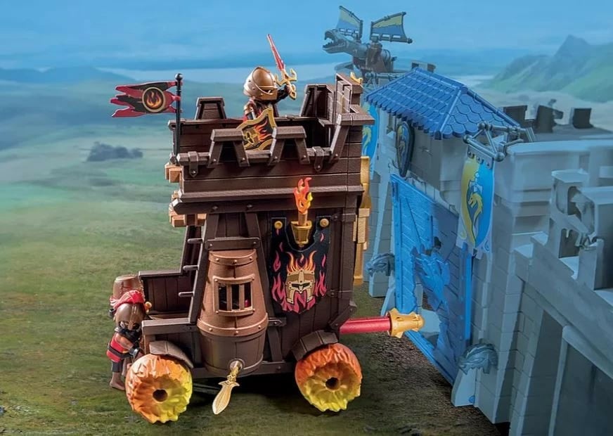 Set lodrash Playmobil Novelmore 71643 Battle Wagon me top zjarri, 68 pjesë