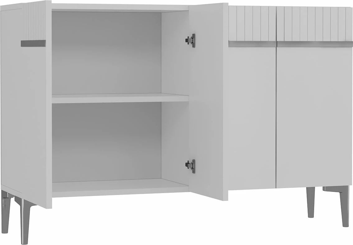 Konsolë Skye Decor, e bardhë, argjend