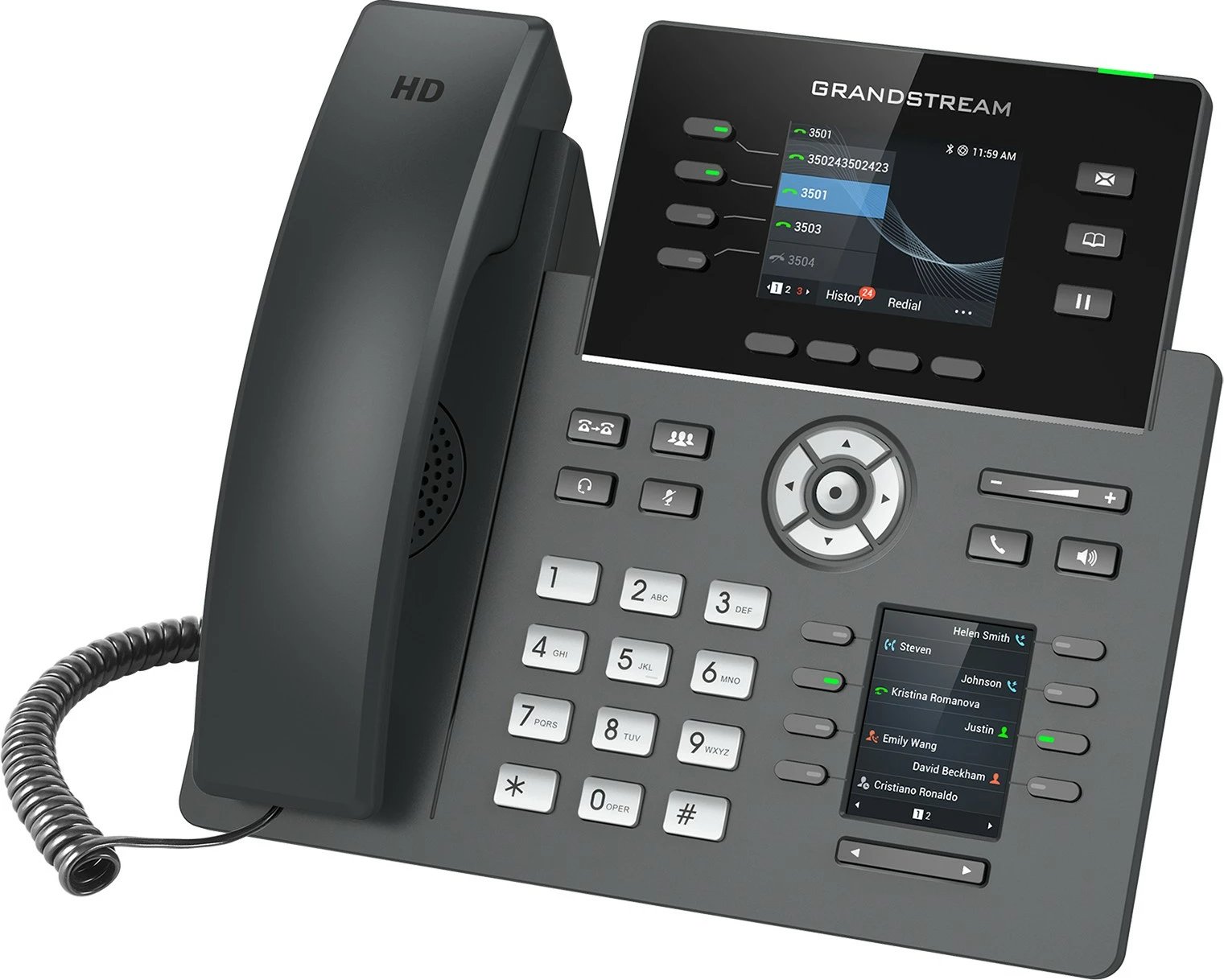 Telefon IP Grandstream GRP2614, 4 linja, 2000 kontakte, i zi