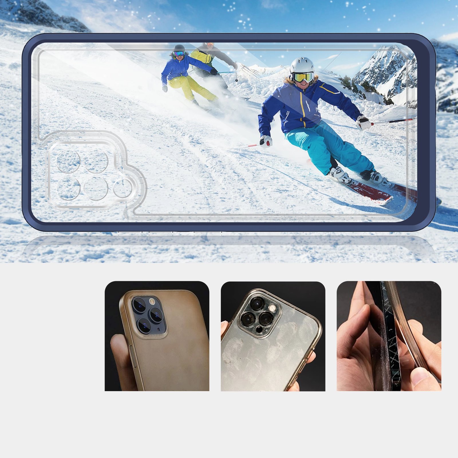 Mbështjellës Hurtel Hybrid Armor Clear 3 in 1 për Samsung Galaxy A42 5G, Kaltër/Transparent