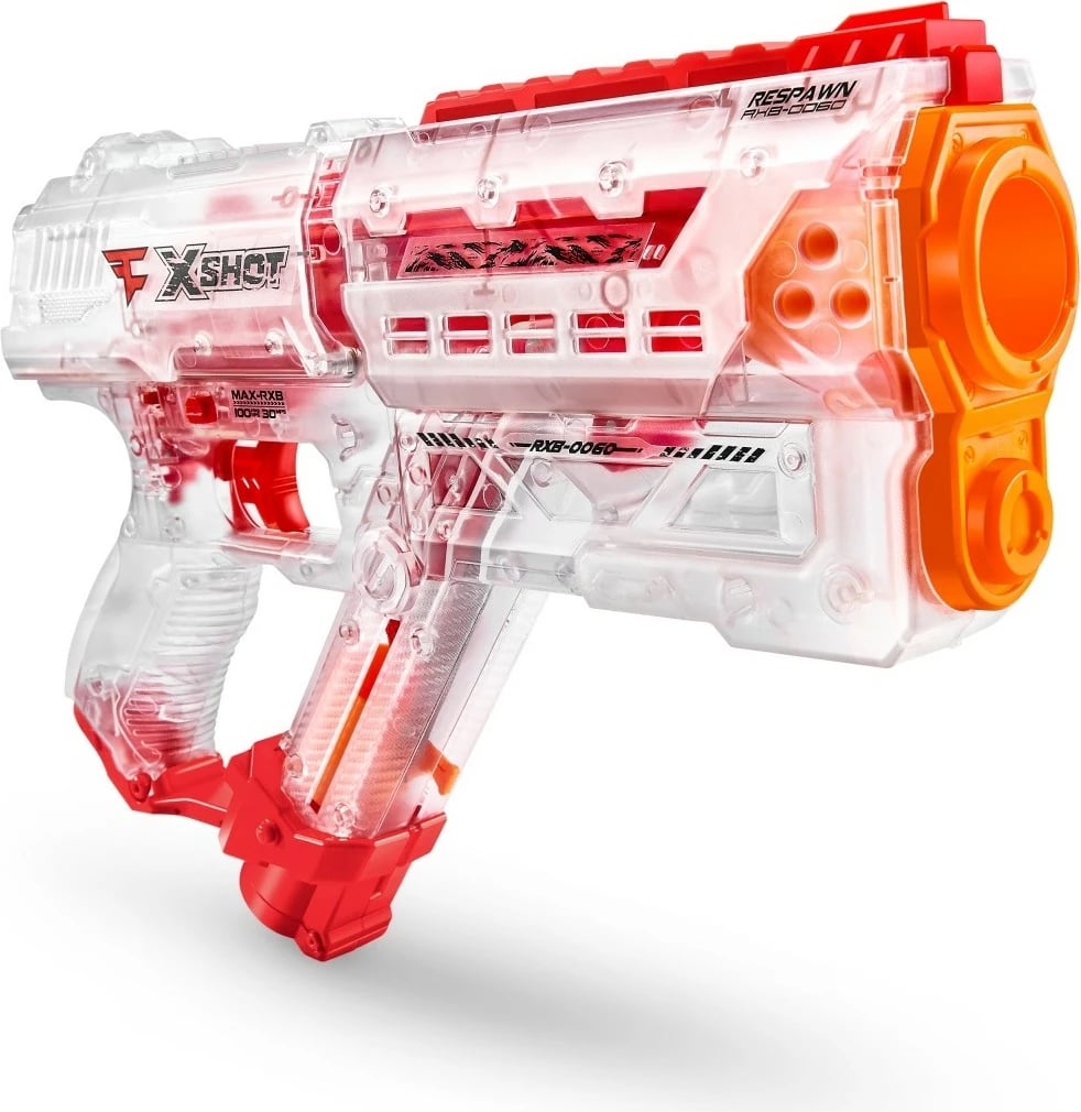 Blaster lodër ZURU X-Shot FaZe Respawn Round 12, transparent, portokalli/kuqe Blaster lodër ZURU X-Shot FaZe Respawn Round 12, transparent, portokalli/kuqe