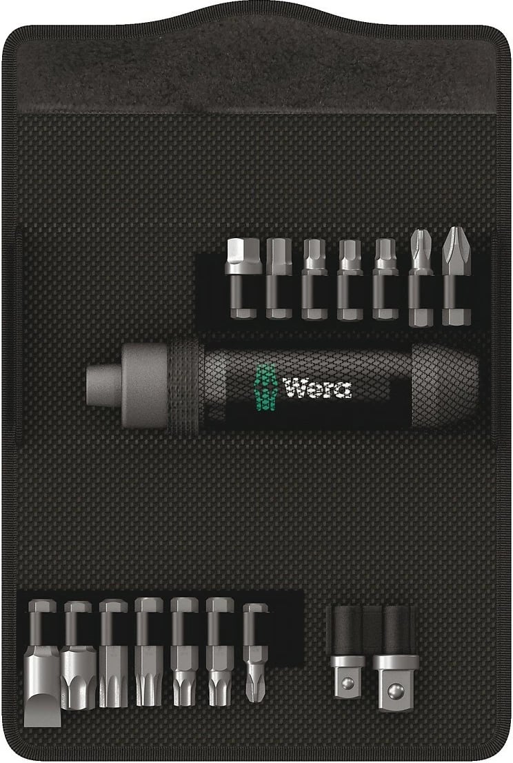 Set kaçavidash Wera 05072017001, 16 copa, Hex, Phillips, Torx, me kuti tekstili