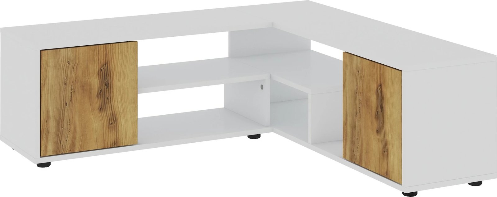 Komodë për TV Skye Decor, ngjyrë e bardhë dhe lis