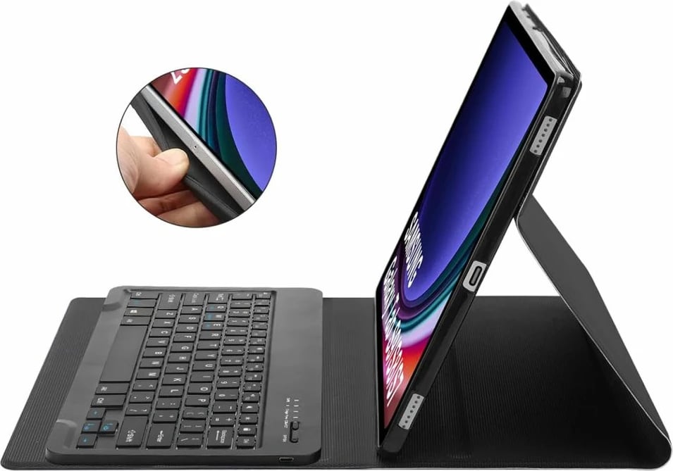 Mbështjellës me tastierë Tech-Protect SC Pen për Samsung Galaxy Tab S9 FE Plus 12.4", i zi