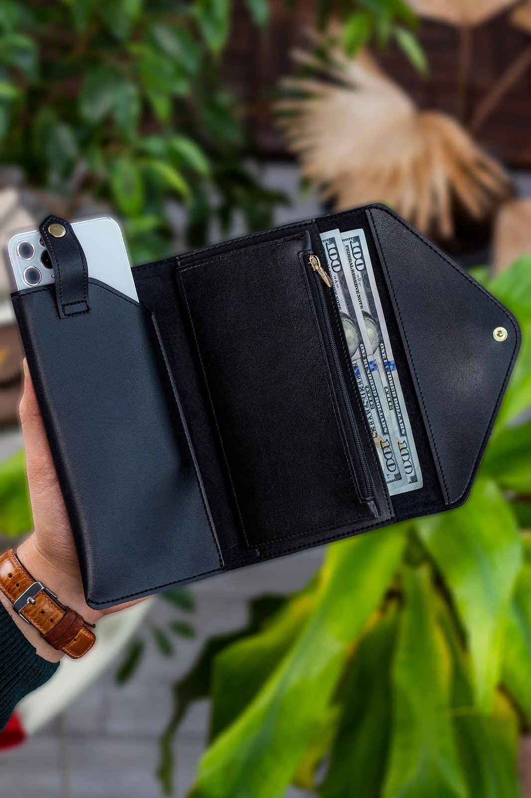 Portofol për gra, Zoozie Bags, model zarf, ngjyrë e zezë