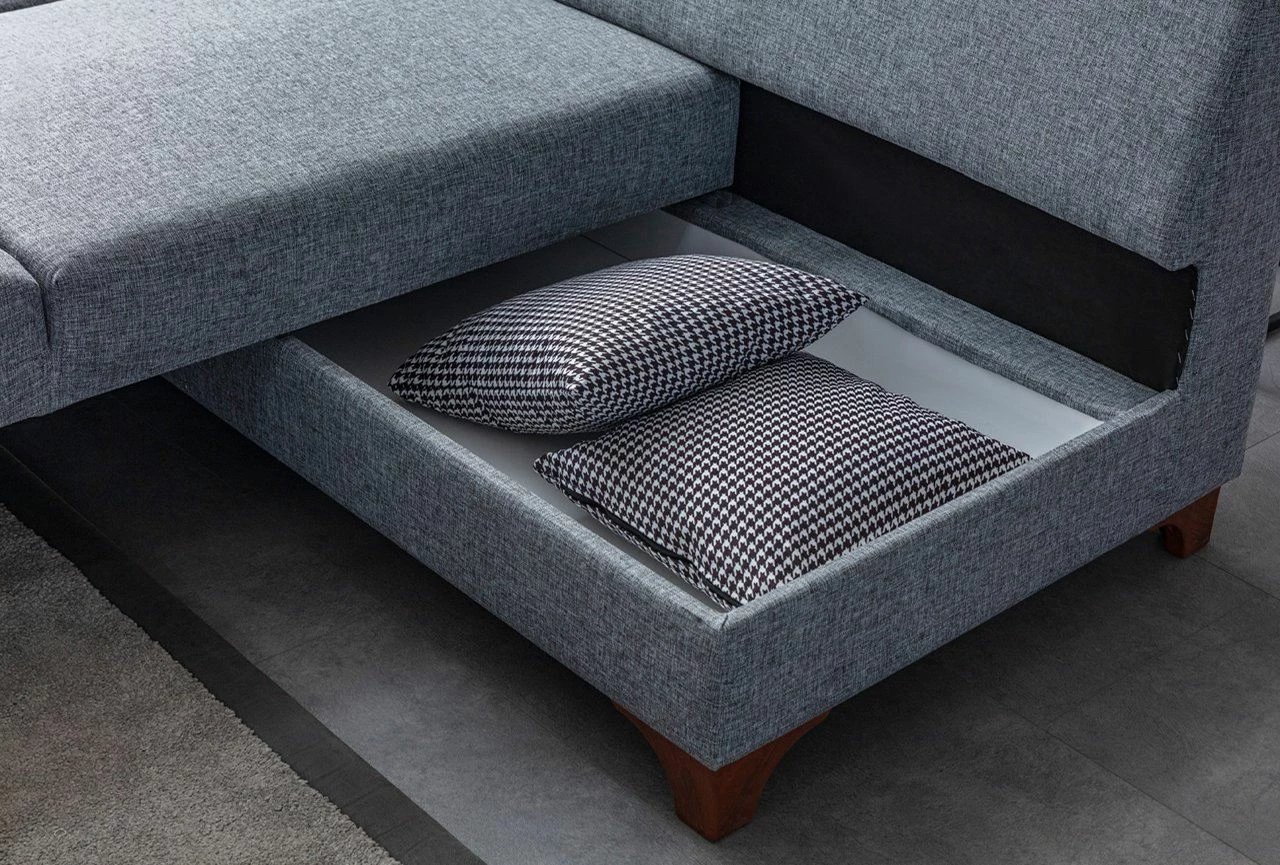 Kënd-sofë krevate Atelier del Sofa, Tloft majtas, ngjyrë gri