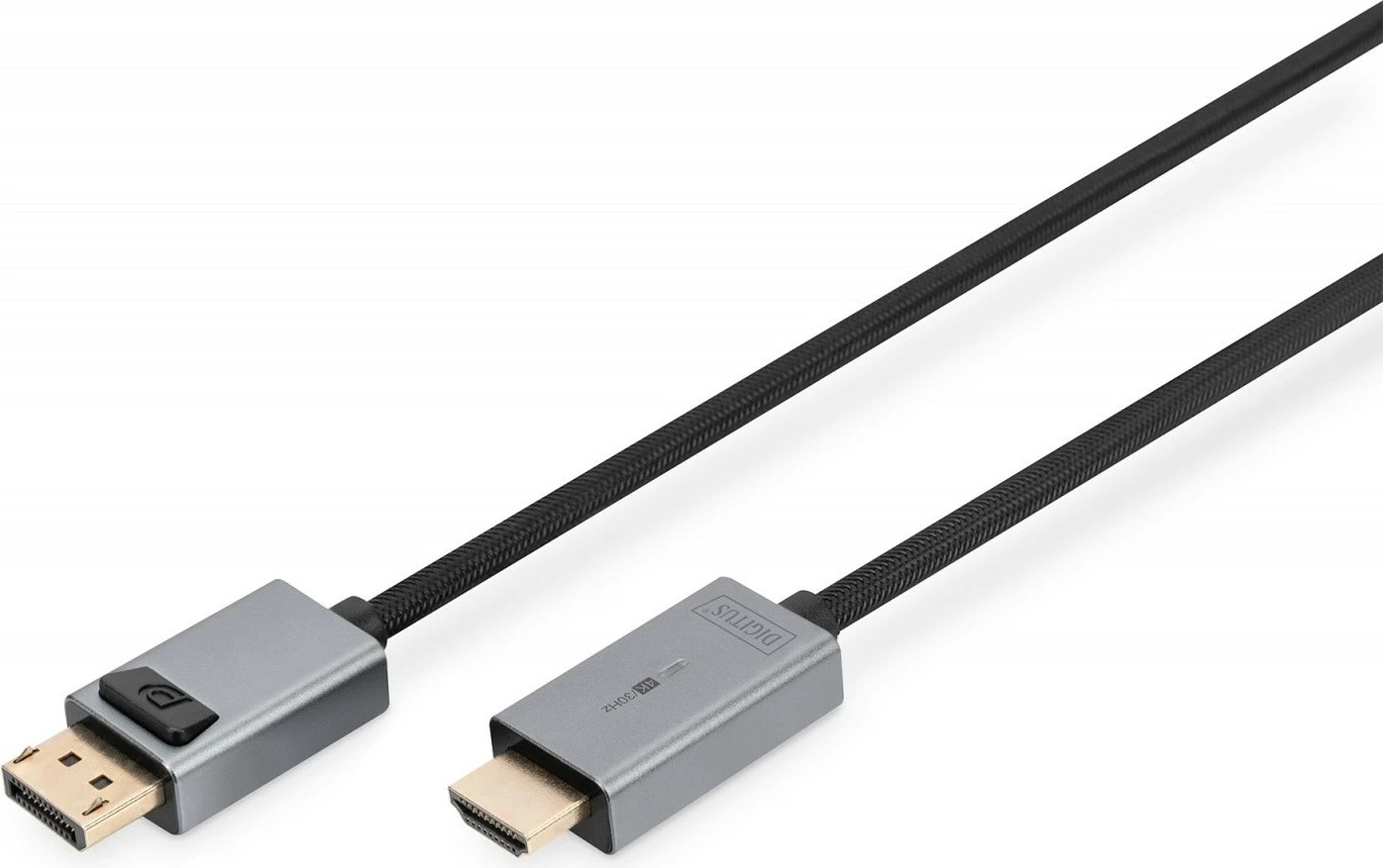 Kabllo/adaptues Digitus DisplayPort në HDMI, 1.8m, 4K, zi/gri