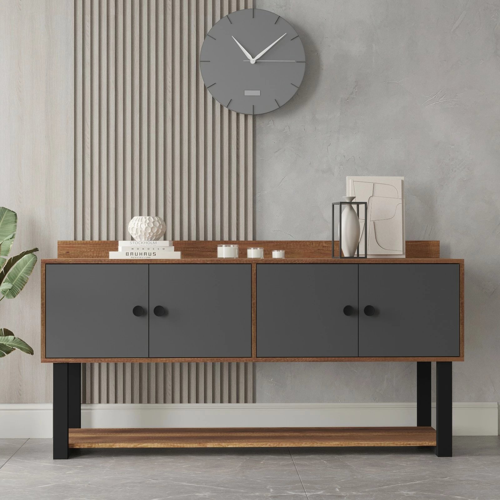 Konsol Skye Decor, Mn04-Ba, ngjyrë arre dhe antracit