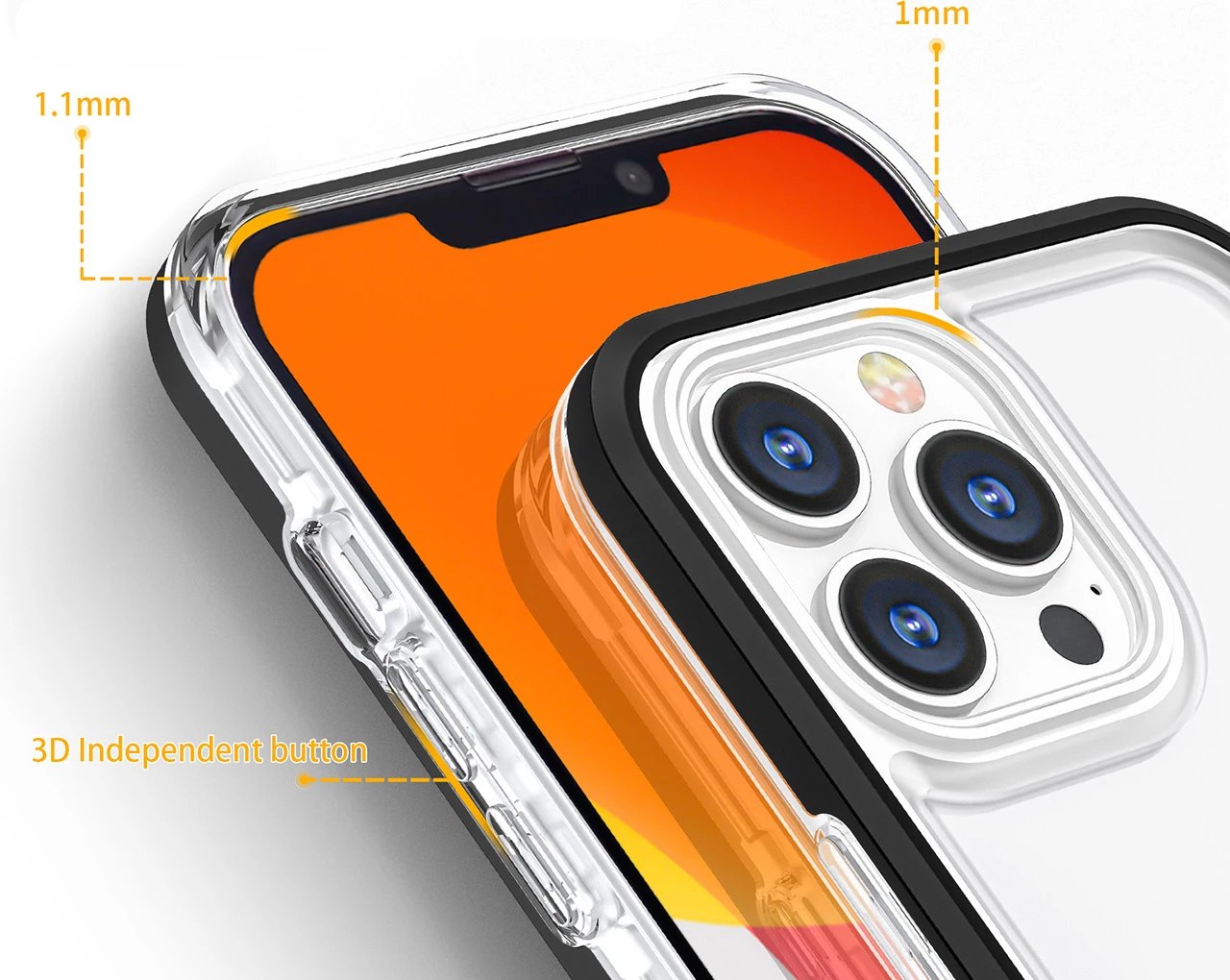 Mbështjellës Hurtel Clear 3in1 për iPhone 14 Pro Max, kornizë kaltër, transparent