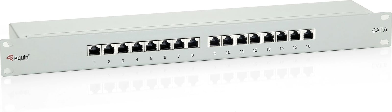 Patch panel Equip 16-port Cat6, RJ-45, 1U, ngjyrë gri