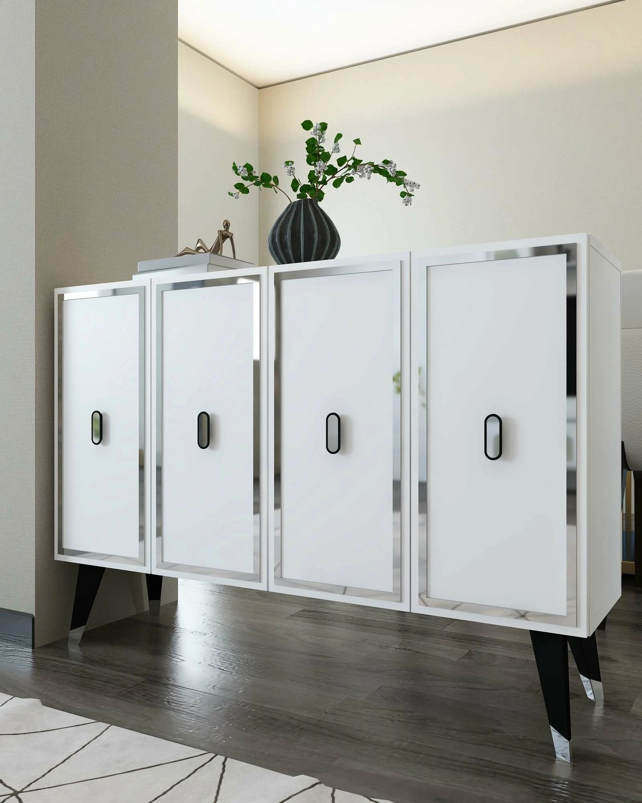 Konsol Skye Decor, 8173KM-32, e bardhë, e zezë, argjend