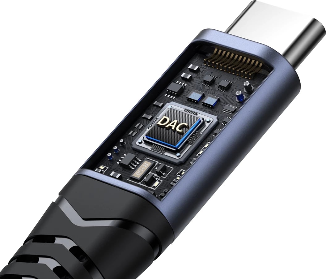 Adapter 2-në-1 Joyroom SY-C02, USB-C në USB-C/3.5mm mini jack, i zi
