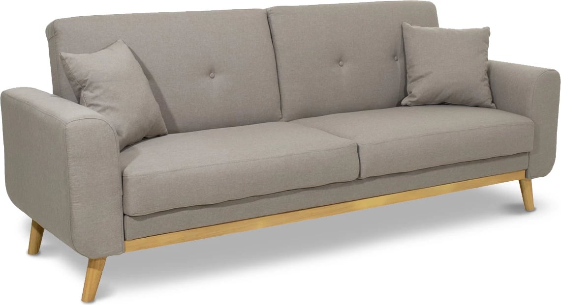 Divan 2 ulëse shtrat Carmelo, stof, bezhë-gri, 214x80x86 cm