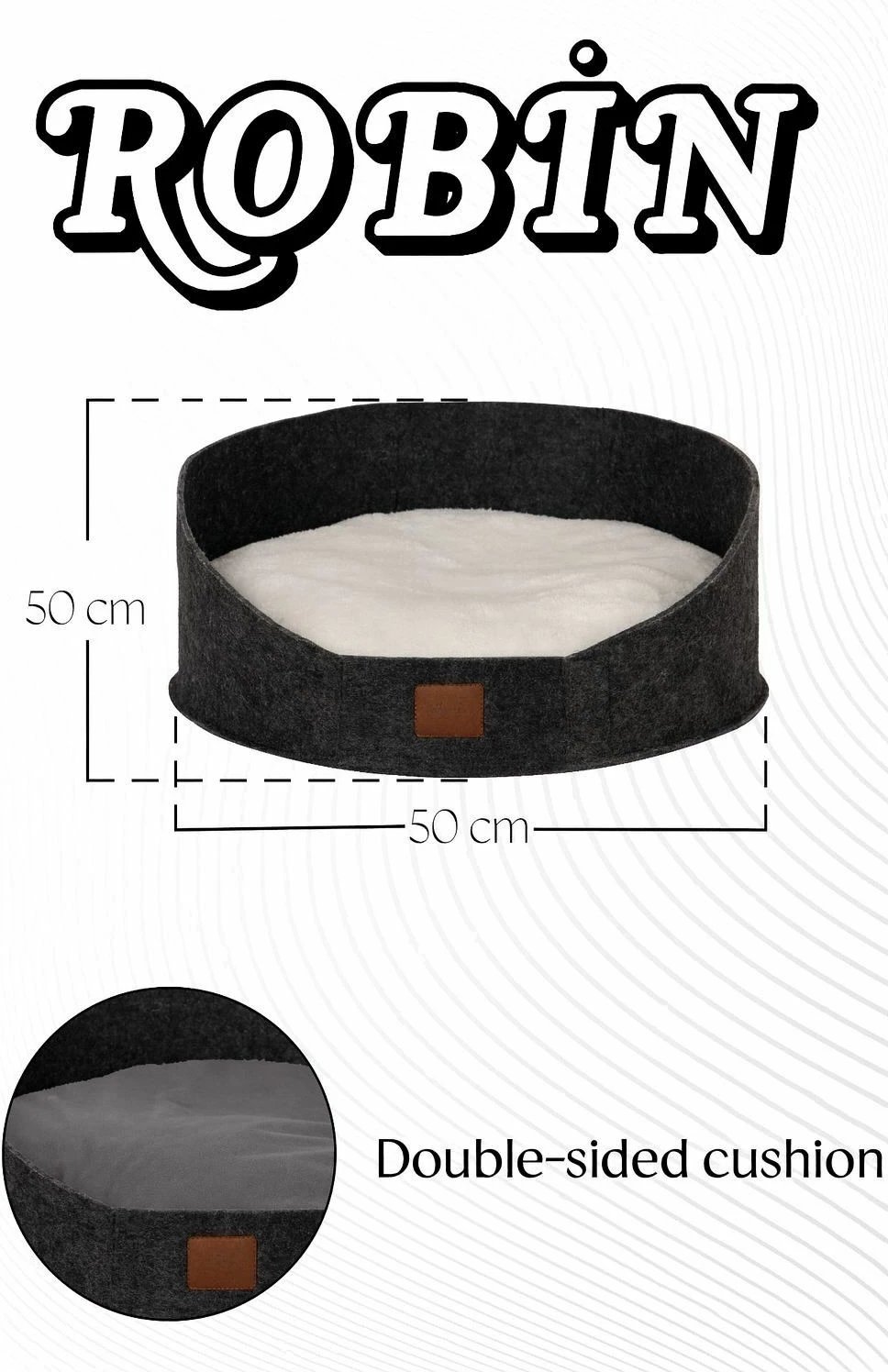 Shtrat për kafshë Paws & Whiskers, Robin, ngjyrë gri