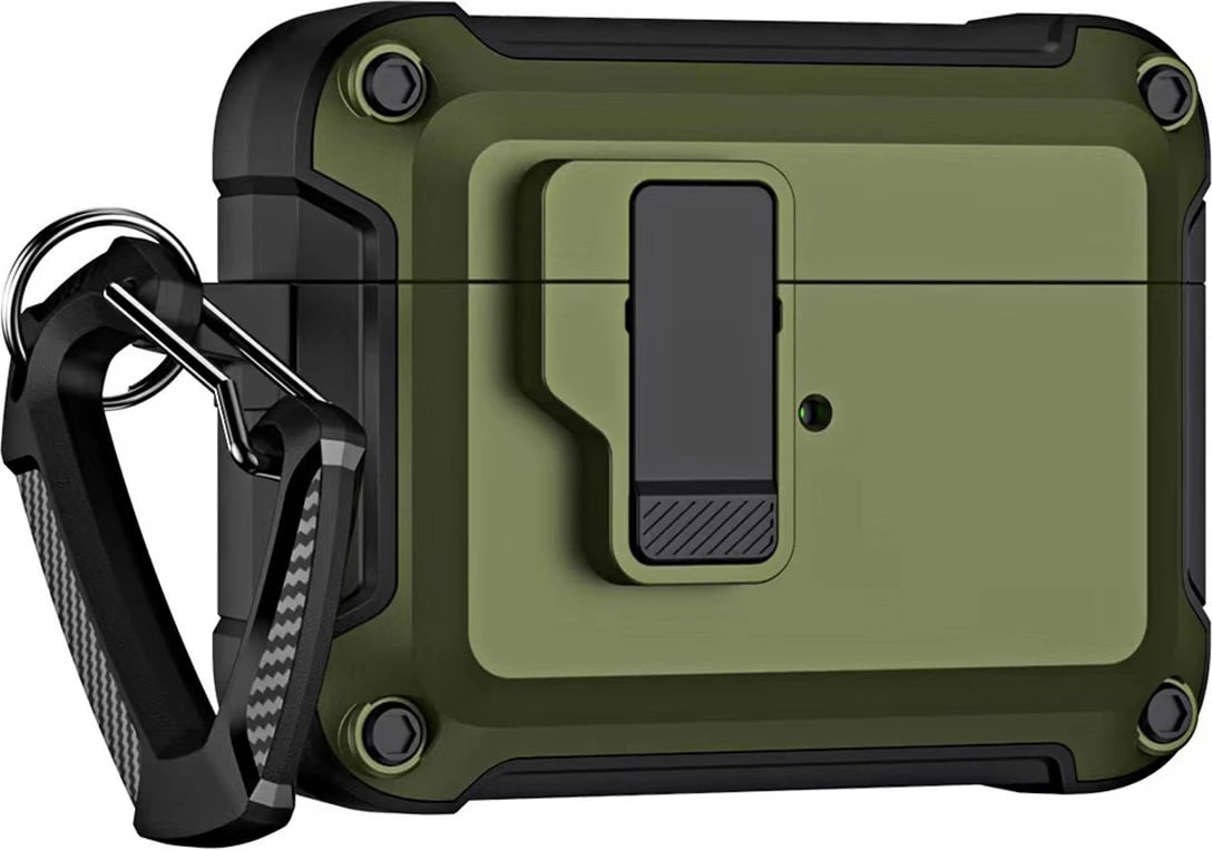 Mbështjellës Hurtel Pro Armor për AirPods 4 me karabiner, Gjelbër